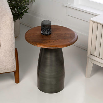 Skye 18" Modern Rustic Wood/Metal Accent Table